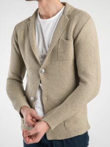 BL11 Giacca in maglia leggera con taschino LINKS P:E Sabbia1