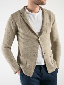 BL11 Giacca in maglia leggera con taschino LINKS P:E Sabbia2