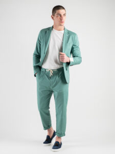 BL11 Pantalone da abito stretch con elastico in vita 2307 Verde Acqua4