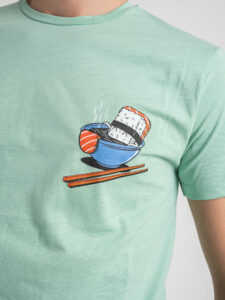 BL11 T-shirt in cotone con stampa sushi MARINI Menta2