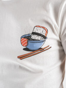 BL11 T-shirt in cotone con stampa sushi MARINI Off White3