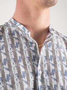 ESTASI Camicia coreana in cotone in fantasia rigata COMA_COSE Bianca2