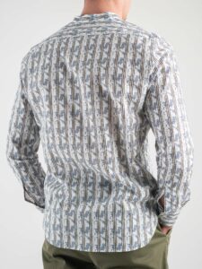 ESTASI Camicia coreana in cotone in fantasia rigata COMA_COSE Bianca5