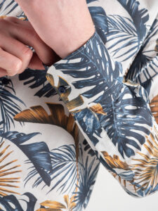 ESTASI Camicia in cotone fiorata con collo coreana ULTIMO Blu:Marrone4