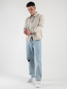 ESTASI Jeans baggy lavaggio chiaro con rottura sul ginocchio SV915 Azzurro3