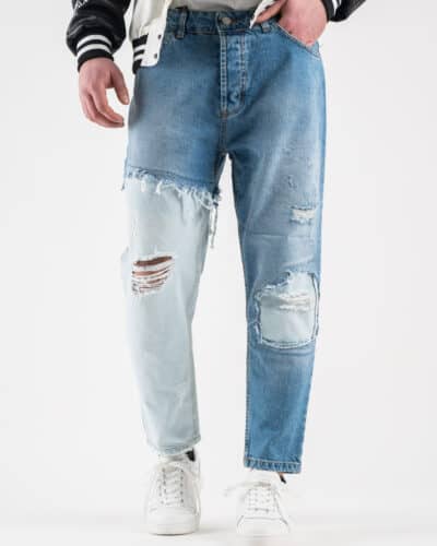 ESTASI Jeans bicolore con rotture SE25 AzzurroBlu1 Saldi