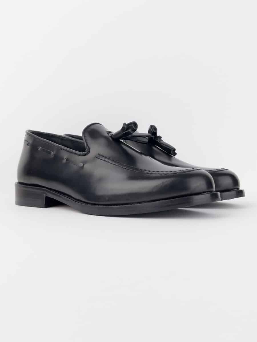 ESTASI Mocassino con nappine in pelle Made In Italy SERENA Nera