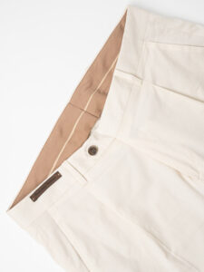 ESTASI Pantalone made in italy in tessuto leggero con coulisse e risvolto TOKYO Panna2