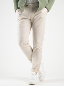 ESTASI Pantalone made in italy in tessuto leggero con coulisse e risvolto TOKYO Panna7
