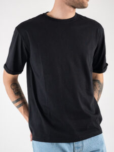 ESTASI T-shirt basica in tinta unita semi over MFC300 Nera1