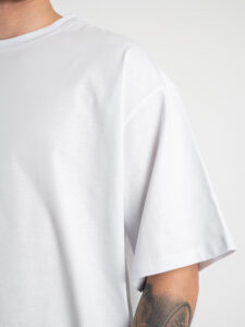 ESTASI T-shirt in tinta unita vestibilità over tg.unica MCF26 Bianca2