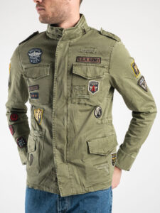 GIANNI LUPO Giacchetta sahariana leggera sportiva con tasche e patch militari GL266R verde11