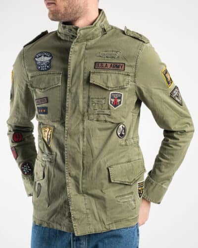 GIANNI LUPO Giacchetta sahariana leggera sportiva con tasche e patch militari GL266R verde11 Home