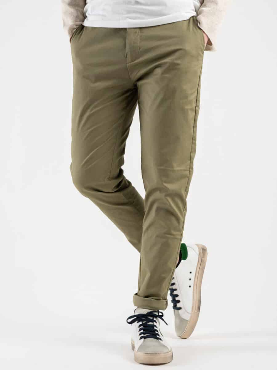 GIANNI LUPO Pantalone chinos leggero tinta unita P/E GL014B Salvia