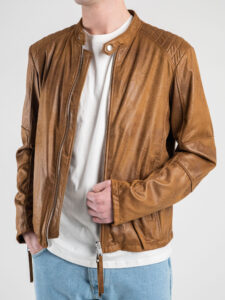 IMPERIAL Biker in ecocamoscio con zip U3025292 Tabacco4