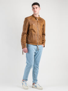 IMPERIAL Biker in ecocamoscio con zip U3025292 Tabacco5