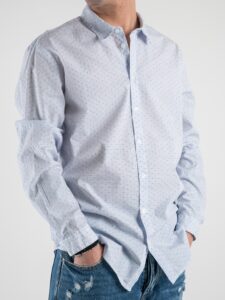 IMPERIAL Camicia elegante in microfantasia con colletto CA04DDGL Bianca-Azzurra1