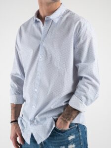 IMPERIAL Camicia elegante in microfantasia con colletto CA04DDGL Bianca-Azzurra5