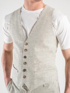 IMPERIAL Gilet in cotone fantasia rigata L868FCF Beige:Verde1