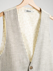 IMPERIAL Gilet in cotone fantasia rigata L868FCF Beige:Verde221