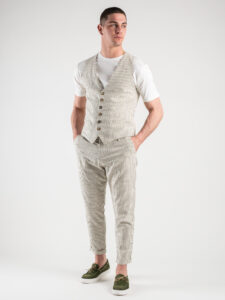 IMPERIAL Gilet in cotone fantasia rigata L868FCF Beige:Verde4