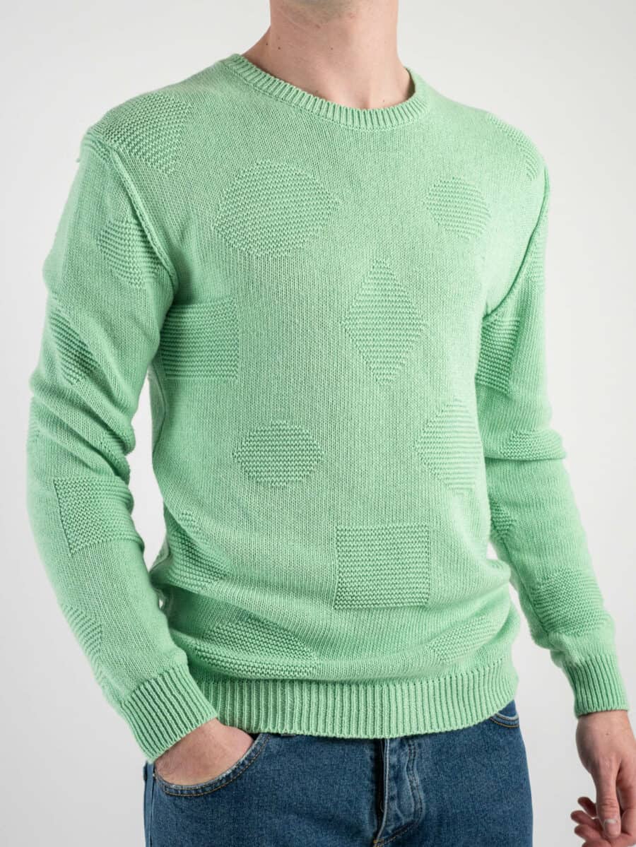 IMPERIAL Maglioncino girocollo leggero con ricami geometrici M553U203 Verde