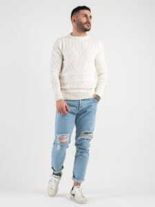 IMPERIAL Maglione leggero in cotone lavorato M3614GIOP Panna5