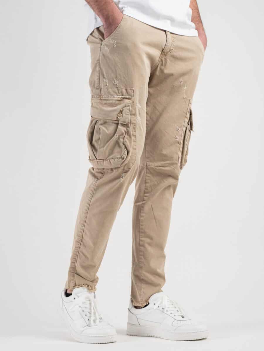IMPERIAL Pantalone con tasconi laterali e piccole graffiature P640315502 Sabbia
