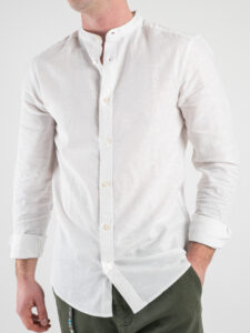 ONLY&SONS Camicia basica in misto lino con collo coreana CAIDEN 22019173 White1