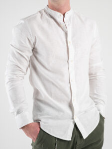 ONLY&SONS Camicia basica in misto lino con collo coreana CAIDEN 22019173 White3