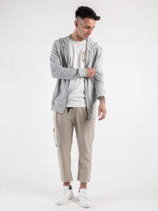 ONLY&SONS Felpa basica garzata con zip e cappuccio SOUTH 22025967 Light Grey Melange1