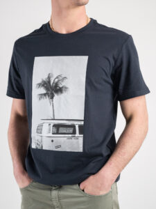 ONLY&SONS T-shirt in cotone con palma TREY 22025676 Dark Navy1