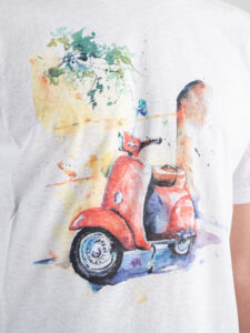 OVER-D T-shirt stampa vespa OE1S2S3T15 Bianca2