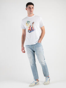 OVER-D T-shirt stampa vespa OE1S2S3T15 Bianca4