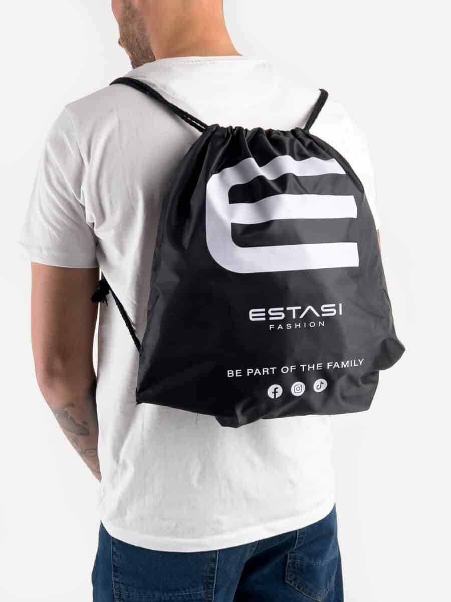 Sacchetta nera in nylon semplice e leggera con logo