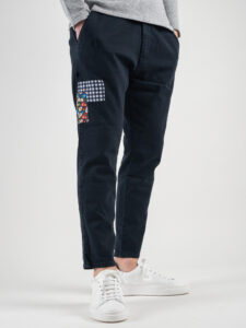 V2 Jeans DRILL leggero con coulisse, piccole graffiature e pacht laterali Blu1