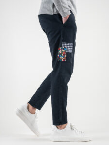 V2 Jeans DRILL leggero con coulisse, piccole graffiature e pacht laterali Blu2