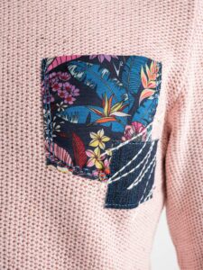 V2 Maglione leggero 3d Tweed con taschino PATCHWORK Rosa2