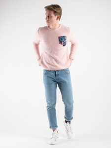 V2 Maglione leggero 3d Tweed con taschino PATCHWORK Rosa4