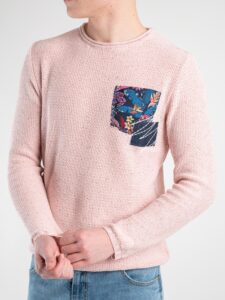 V2 Maglione leggero 3d Tweed con taschino PATCHWORK Rosa5