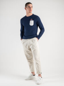 V2 Maglione leggero con taschino a contrasto e pochette MALGBL Blu6