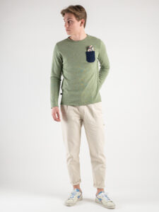 V2 Maglione leggero con taschino a contrasto e pochette MALGBL Verde5