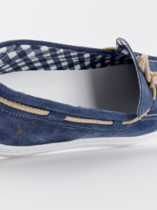 V2 Mocassino barca in camoscio blu con lacci in corda beige CAPRI2