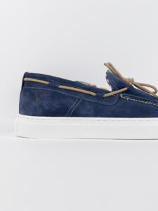 V2 Mocassino barca in camoscio blu con lacci in corda beige CAPRI3