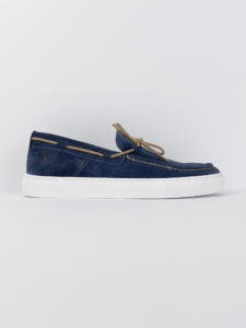 V2 Mocassino barca in camoscio blu con lacci in corda beige CAPRI6