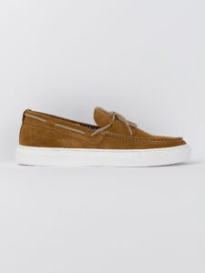 V2 Mocassino barca in camoscio cuoio con lacci in corda beige CAPRI1