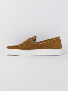 V2 Mocassino barca in camoscio cuoio con lacci in corda beige CAPRI2