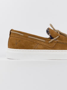 V2 Mocassino barca in camoscio cuoio con lacci in corda beige CAPRI4