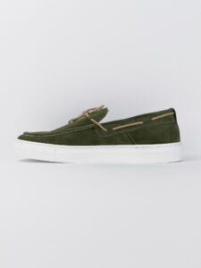 V2 Mocassino barca in camoscio verde con lacci in corda beige CAPRI5