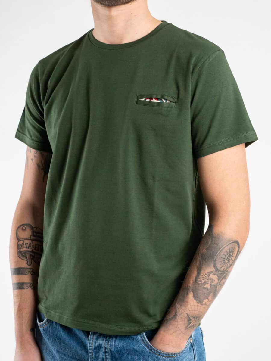 V2 T-shirt basica con taschino interno floreale Verde
